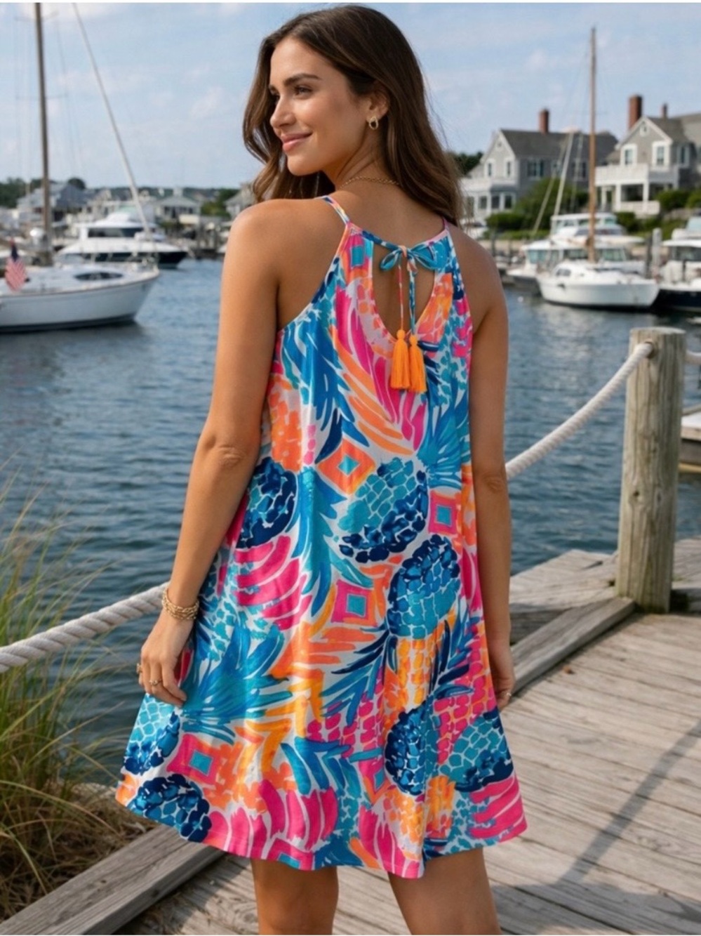 $138 Lilly Pulitzer Margot Goombay Vibrant Tassel Swing Mini Beach Dress XS